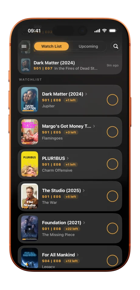 iPhone showing the Watch List