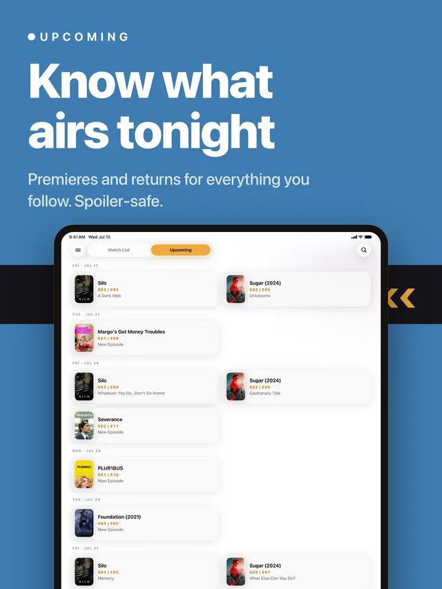 The Upcoming calendar on iPad